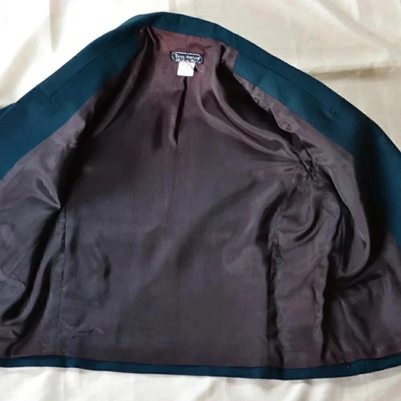 Vtg Garey Petites  Teal Wool Blazer - Picture 5 of 10